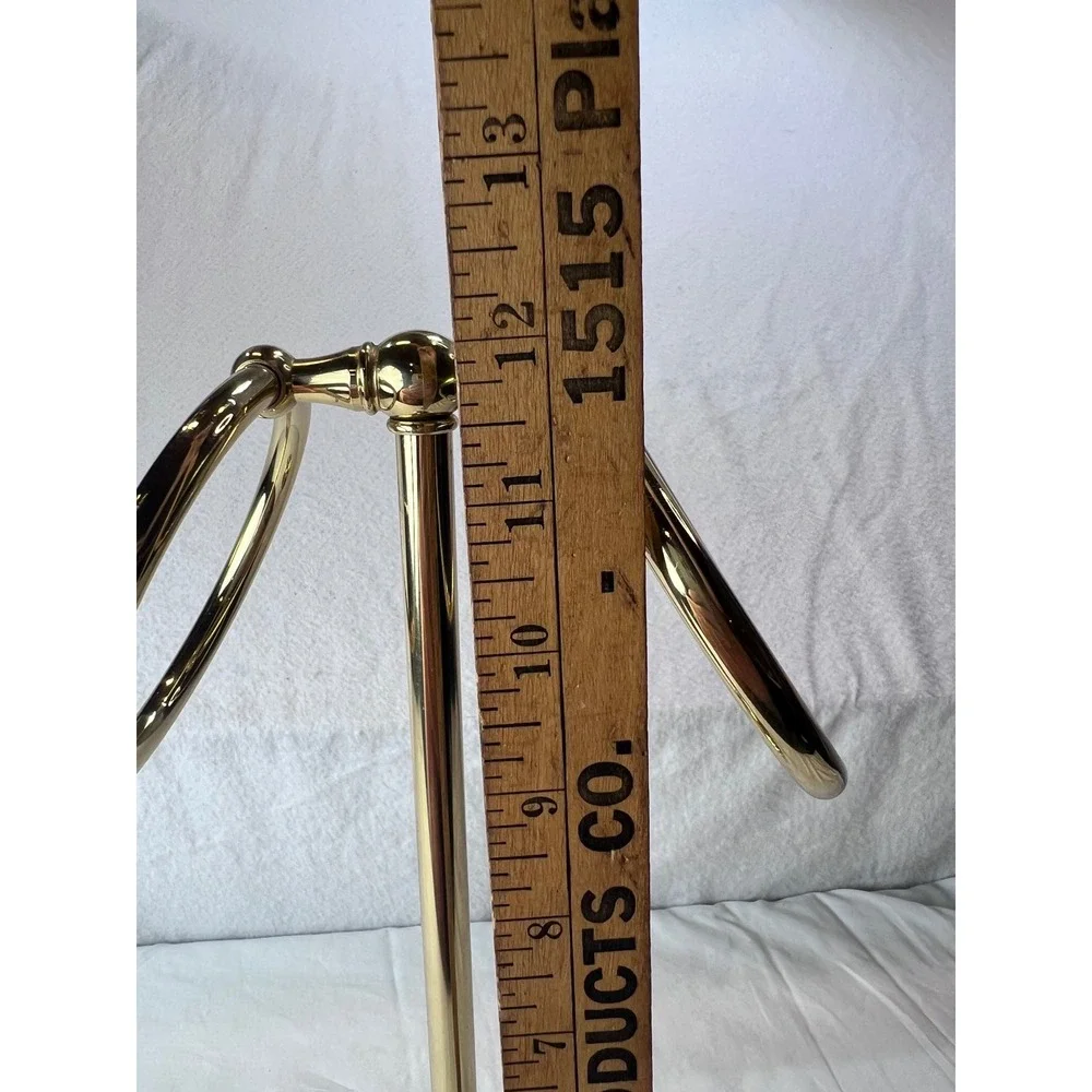 Vintage Polished Brass Double Ring Hand Towel Holder Countertop Vanity Stand